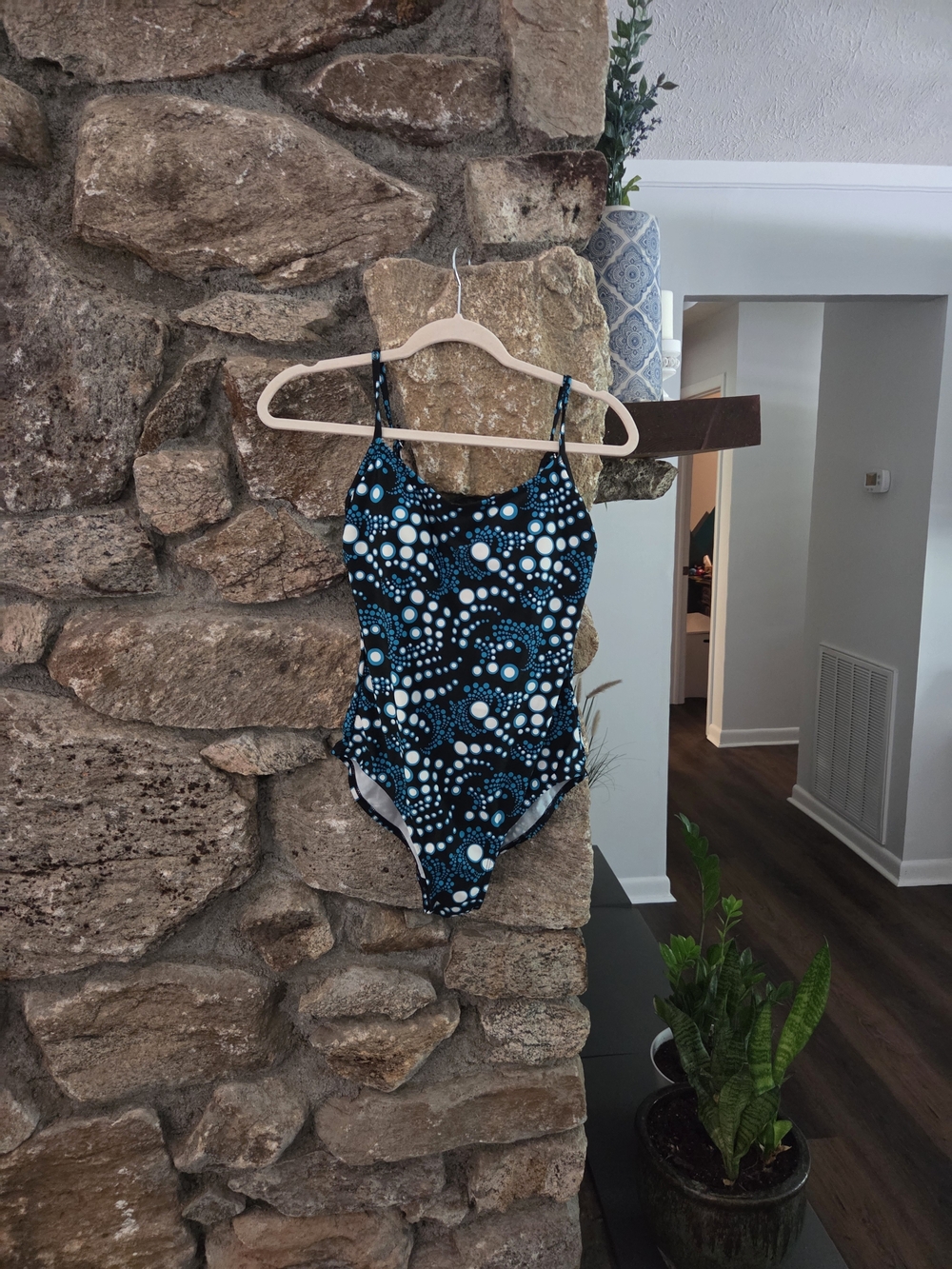 Catalina Black Teal and White Dot-Pattern One-Piece Swimsuit